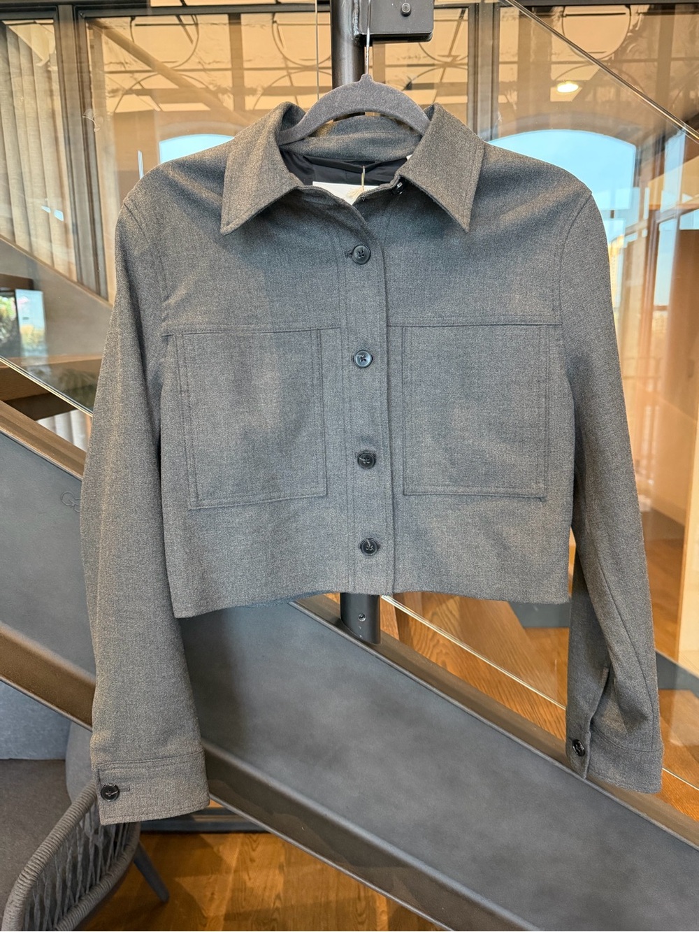Aritzia Wilfred Little Cropped Heather Charcoal Gray Jacket